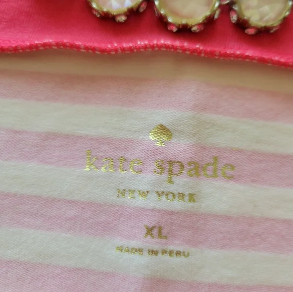 Kate Spade pink corral Stripe 3/4 Sleeve Boatneck Blouse Women’s Size XL - Picture 9 of 10